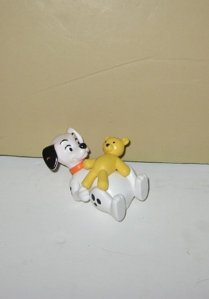   Dalmatians Laying Down Puppy Dog w/ Teddy Bear Figure   Cake Topper