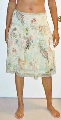 womens GASP skirt silk light yellow floral peasant Sizes 6 10 NEW