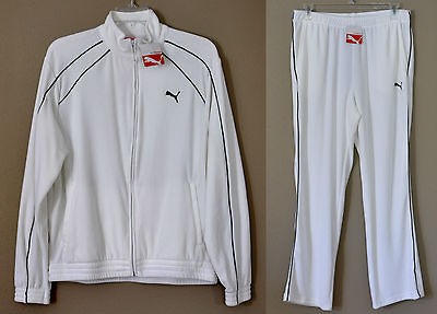 PUMA MENS VELOUR WHITE TRACK SUIT JACKET & PANTS SZ XL