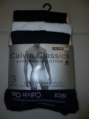 3x mens calvin classics boxer shorts size large