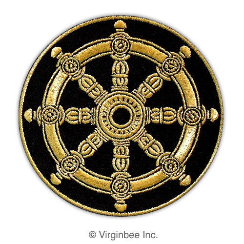 DHARMA WHEEL AMULET BUDDHISM SYMBOL TIBET TALISMAN GOLD THREAD 