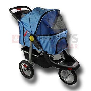 Blue Pet Jogger Jogging Dog Cat Stroller Carrier All Terrain 3 Wheel