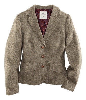 TWEED HERRINGBONE BLAZER* BEIGE WOVEN JACKET UK 12/ US 8 / EUR 38 