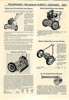 1953 AD Eclipse Rocket Lark DeLuxe Lawn Mower Clemson Parkerette 