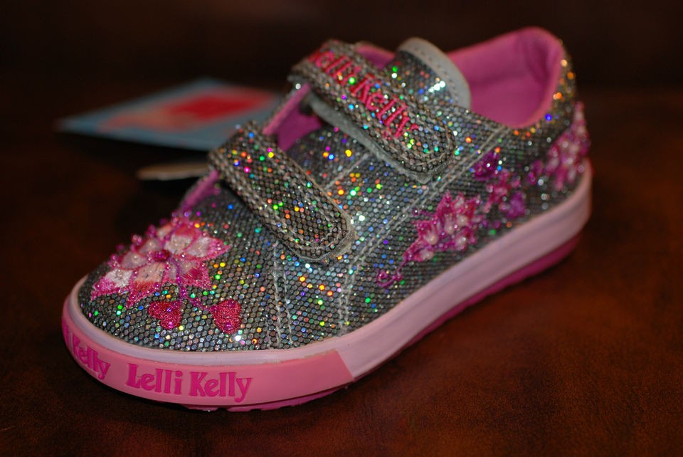 Toddler Shoes Lelli KellyFlower Baby Velcro / Pewter Glitter / Size 