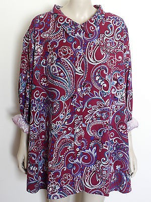 VINTAGE Purple Multicolour Paisley Oversized Shirt Dress OS 5XL