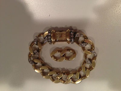   18K GOLD & DIAMOND LADIES JUVENIA WATCH W/ 18K CURB LINK BRACELET