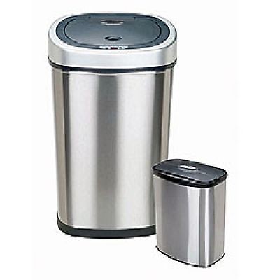   Garbage Trash Can Motion Sensor Stainless Set Combo Bathroom Kitchen