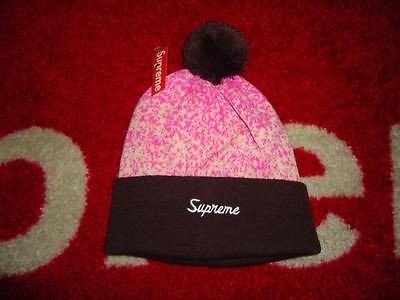 SUPREME SPECKLE BOX ARC BLOCK BIG LOGO BEANIE PINK BRW HAT CAP COMME 