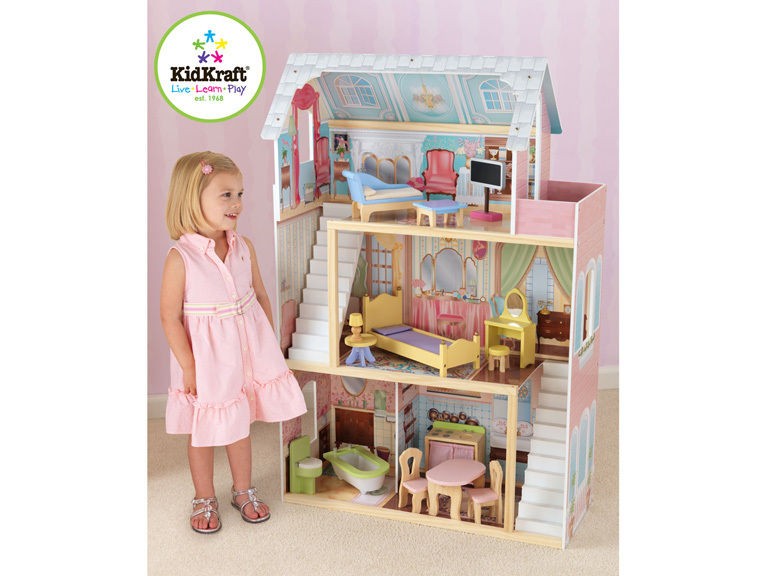 NEW SALE KidKraft Kayla Furnished 3 Story Dollhouse w/ Stairs 10 pc 