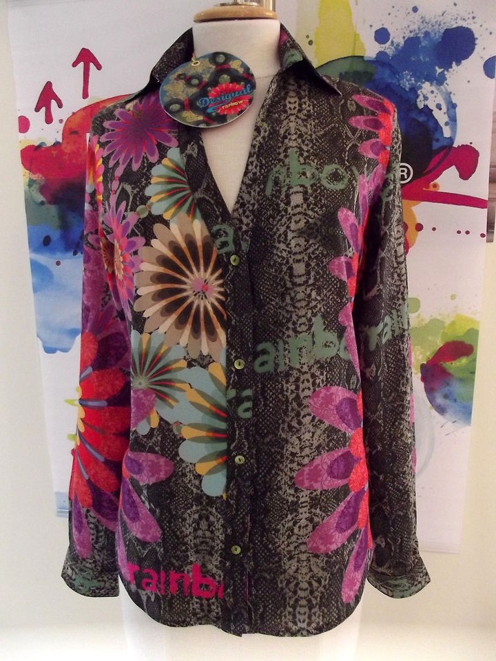 BNWT AUTUMN WINTER 2012 DESIGUAL SHIRT BLOUSE RAINBOW LEXIA M L XL £ 