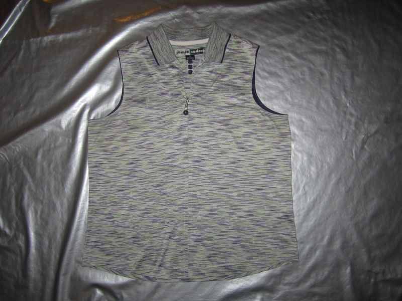 JAMIE SADOCK WOMENS GOLF SHIRT Size Medium Sleeveless Green Purple 