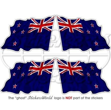 NEW ZEALAND Waving Flag KIWI Vinyl Bumper Helmet Stickers, Decals 2 