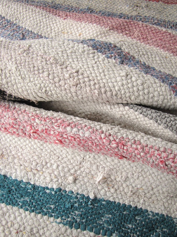 Vintage European RAG RUG carpet stair runner 2.6 yards laundered 