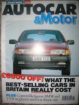 AUTOCAR 90/06/27 LANCIA DEDRA TVR 350i BMW 325i JAGUAR XJS FORD SIERRA