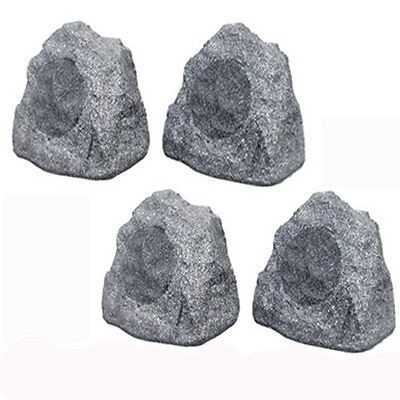   Solutions New Sandstone 2 Pair Outdoor Garden Rock Speakers 4R6B