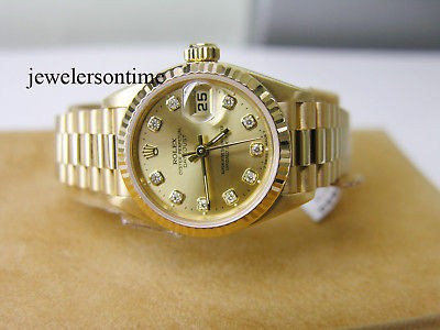 Rolex 18K YG ladies President Datejust 69178 white roman dial 26mm $ 