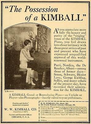 1925 Ad W W Kimball Grand Piano Chico Catalogs Player   ORIGINAL 