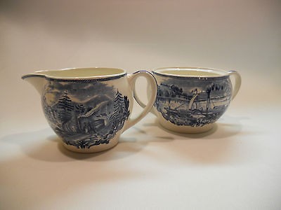   BROS HISTORIC AMERICA SUGAR BOWL W/O LID & CREAMER  EXCEL​LENT