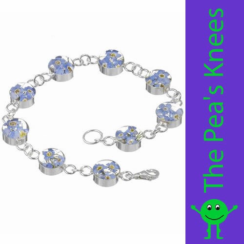 real flower forget me not silver bracelet boxed gift from