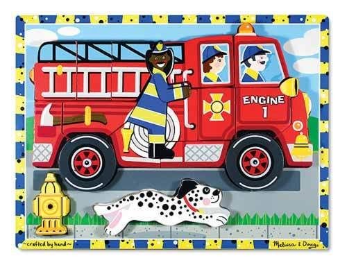 FIRE TRUCK CHUNKY PUZZLE~#3721 Melissa & and Doug~Tracing,S​tand up 