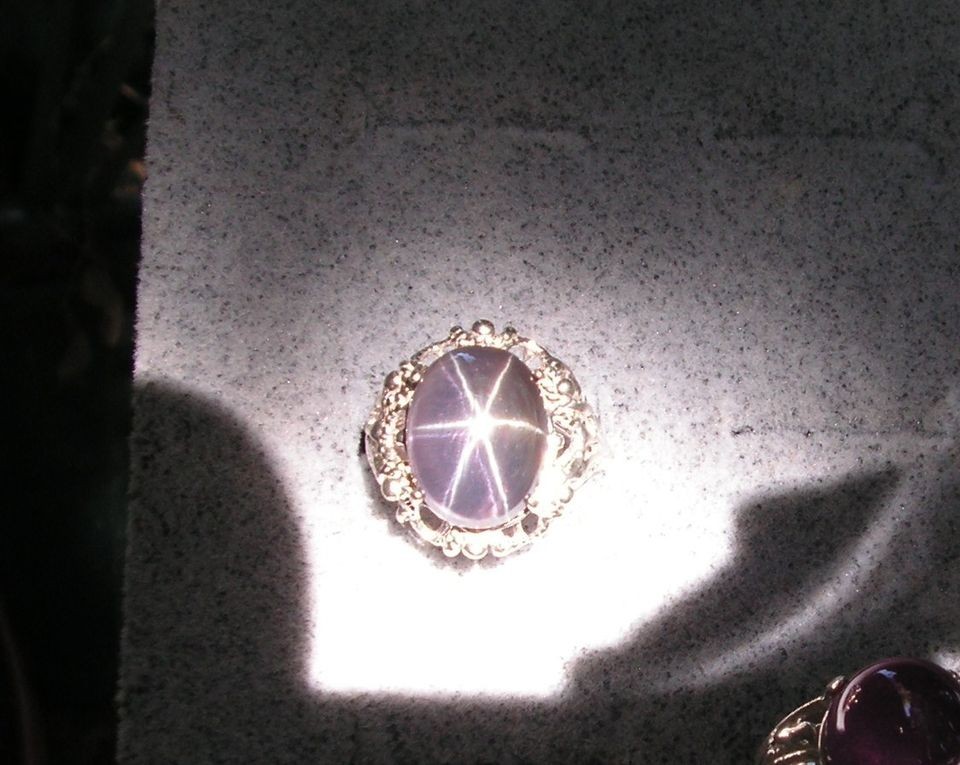 13X10MM, 11.32 CT PURPLE LINDY LINDE STAR SAPPHIRE CREATED SS RING