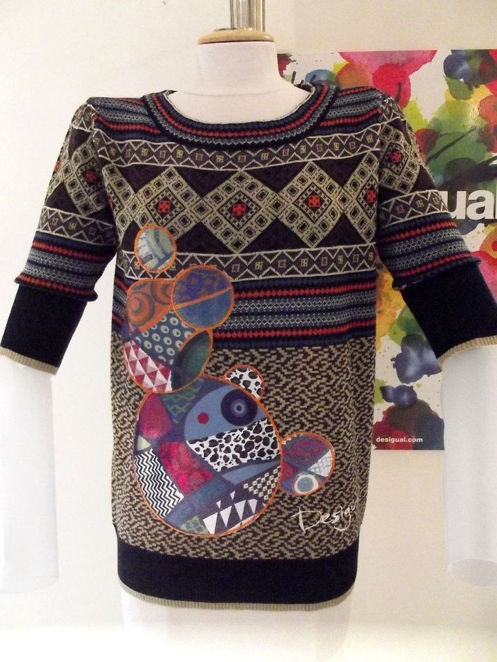 BNWT WINTER 2012 FAB DESIGUAL JUMPER SWEATER Rainbow M L XL 27J2109 £ 