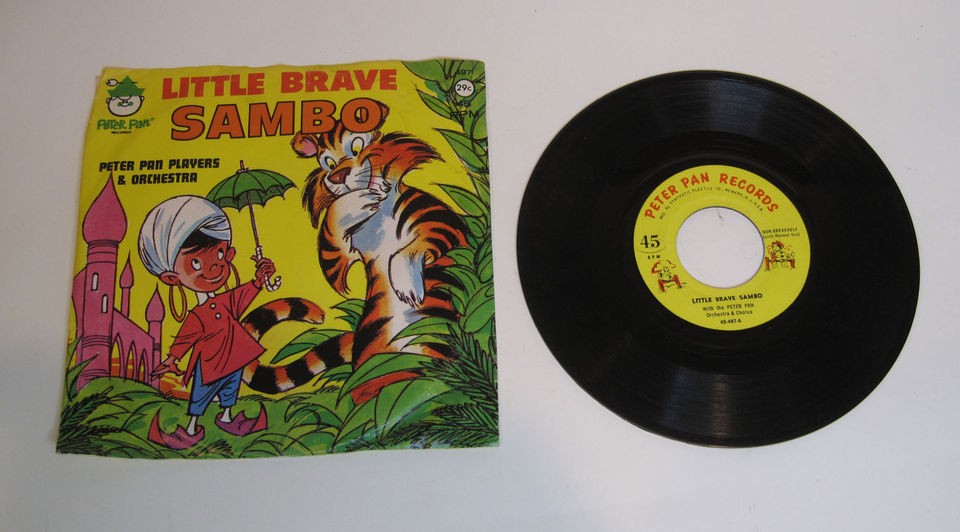 African Black Americana Little Brave Sambo 45 RPM Record & Original 