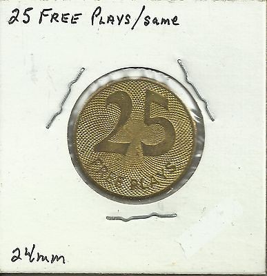 25 Free Plays” Trade/Game/Slot Machine Token Same Both Sides Gold 