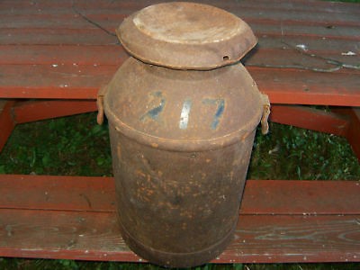 large vintage milk can old swinging handle type rust ic