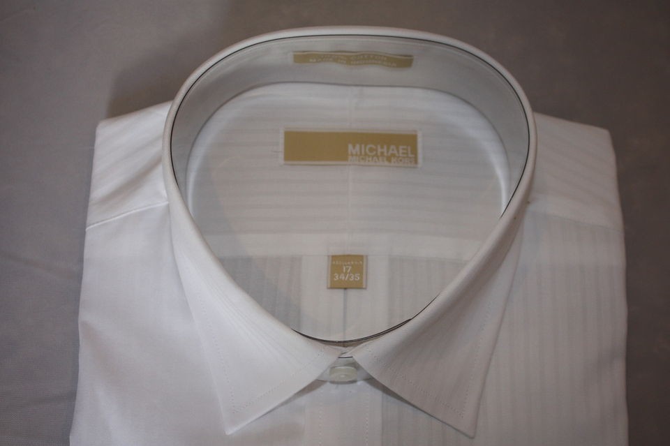 New Michael Kors White Dress Shirt Spread Collar regular cuff 100 % 