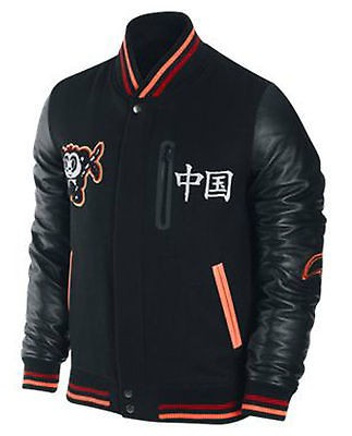   (CHINA) MENS JACKET BLACK LEATHER SZ M WORLD BASKETBALL FESTIVAL