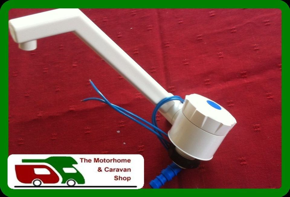 WHITE SINGLE TAP WITH MICROSWITCH FOR CARAVAN, MOTORHOME, BOAT OR 