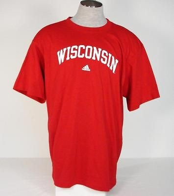 adidas wisconsin red short sleeve tee t shirt mens nwt