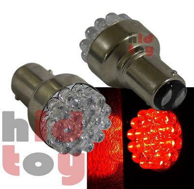   S25 BA15S Super Red Round 19 LED 2Pc Bulbs #dr4 Parking Aur41 Light