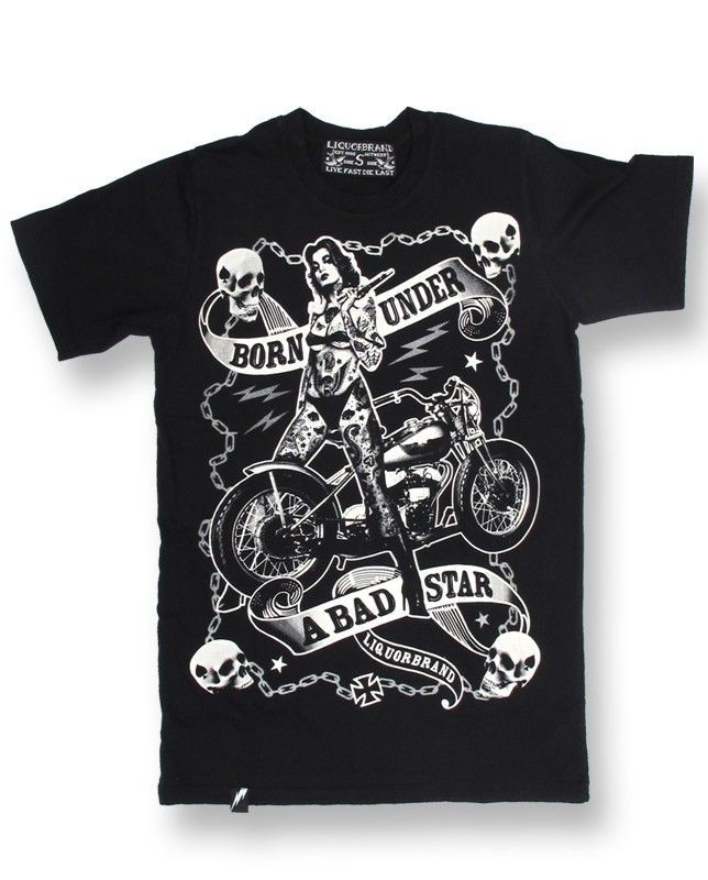 MENS NEW ROCKABILLY LIQUOR BRAND T SHIRT PUNK GOTH EMO HELL BIKE BIKER 