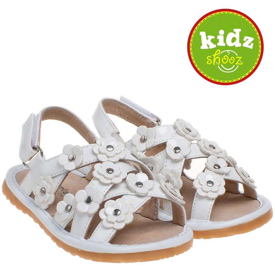   Leather Squeaky Shoes Sandals   Patent White   by Little Blue Lamb