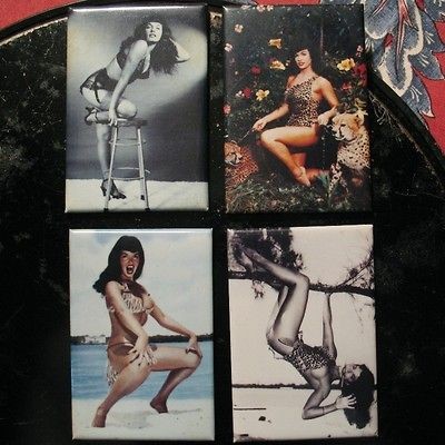 Bettie Page Bunny Yeager MAGNETS Lot 4 Retro 50s Icon Leopard BETTY 