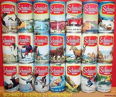 SCHMIDT BEER SCENES SET OF 21 DIFFERENT C/S CANS  ALL 21 ARE TOP 