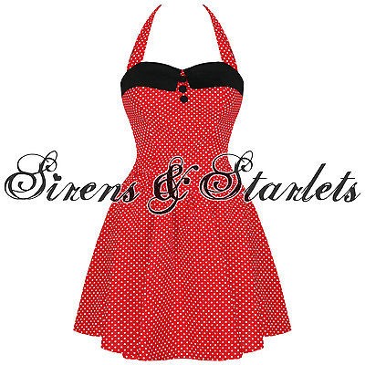 HELL BUNNY CUTIE PIE RED POLKA DOT ROCKABILLY 50S VTG MINI PROM PARTY 