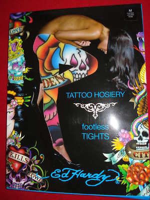 ed hardy tattoo hosiery footless tights sz m