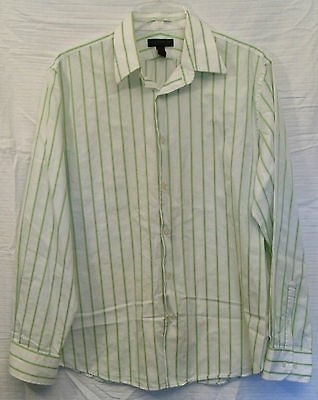 EXPRESS Lime Green Stripe DRESS Shirt MODERN FIT Size XL 17 17.5 