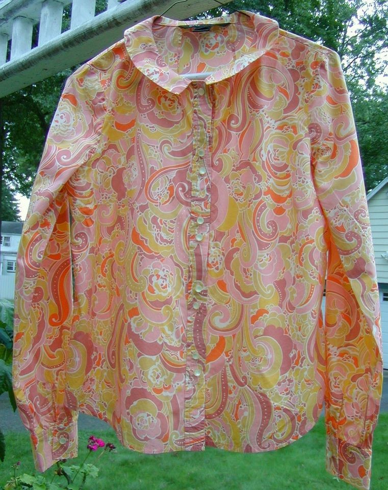 Marc Jacobs Shirt Blouse size 8 M 100% Cotton Pink Orange Paisley 