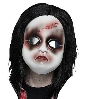 white doll freaky face mask with hair 