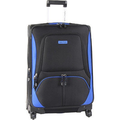 NAUTICA EXPANDABLE SPINNER BLACK BLUE 28 SUITCASE LUGGAGE $340 VALUE 