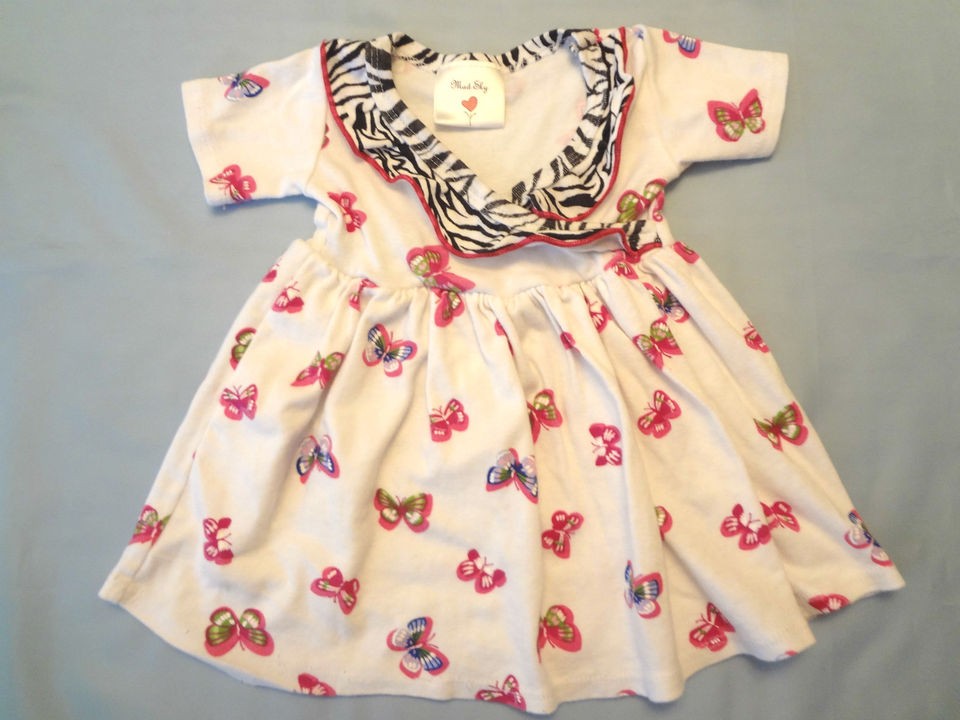 EUC, **Mad Sky** Butterfly & Zebra Kimono Style Swing Dress; size 6=9m