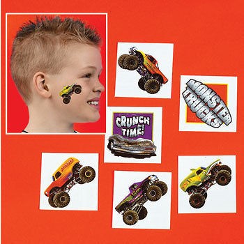 36 monster truck tattoos party jam favors free ship time
