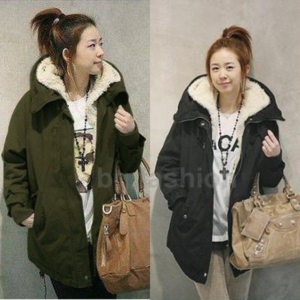 Womens Winter Warm Zip Fleece Winter Coat Jacket HOODED Outwear Parka 