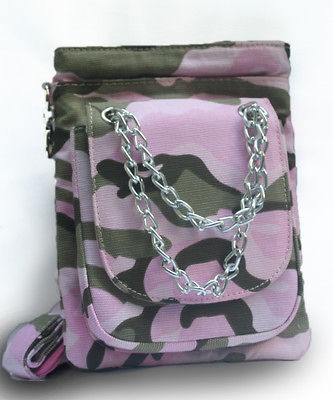 messenger bag pink camo canvas