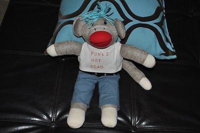 sock monkey punks not dead rocker plush 15 original time